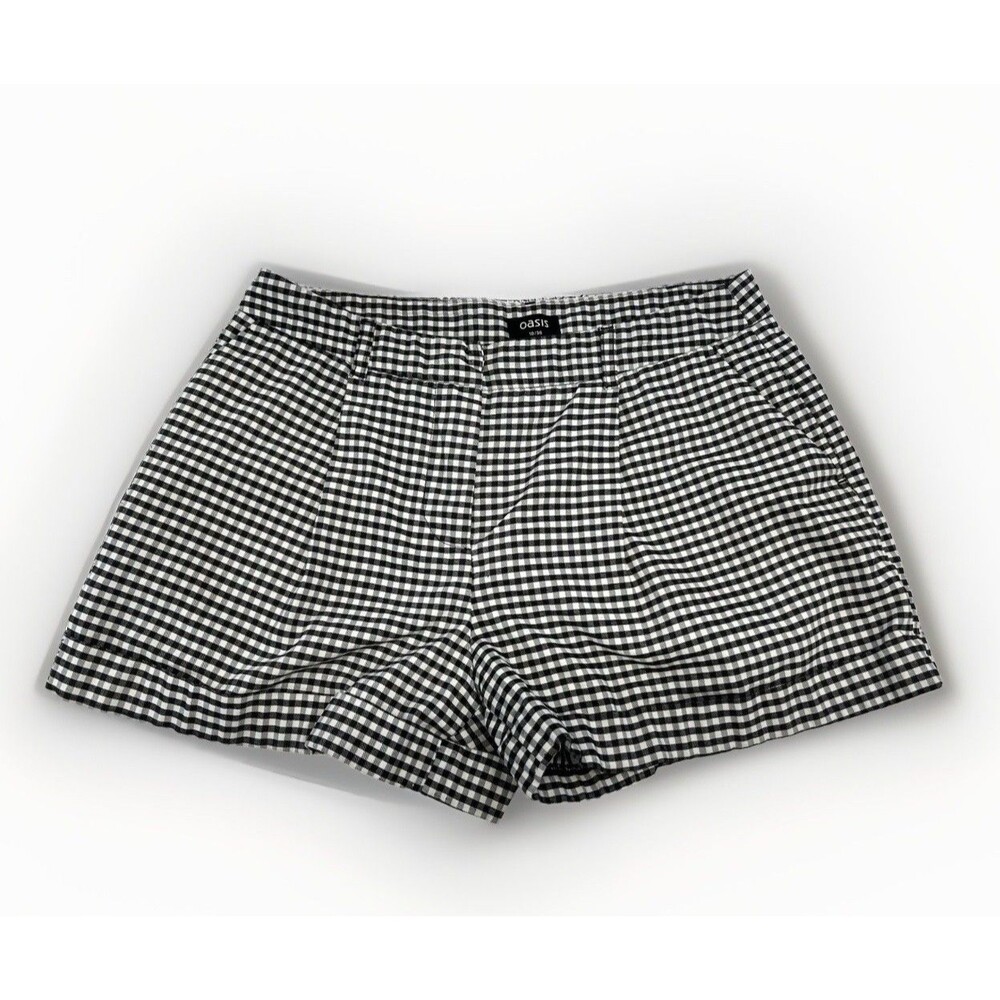 Oasis Black And White Gingham Tailored Checkered Shorts Size 10